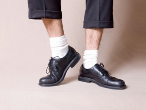 black shoes white socks