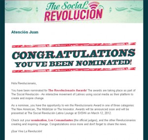¡Qué Nice! I’m Officially Nominated as a Revolucionario!