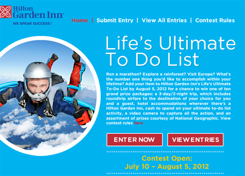 Hilton Garden Inn ultimate to do list giveaway 