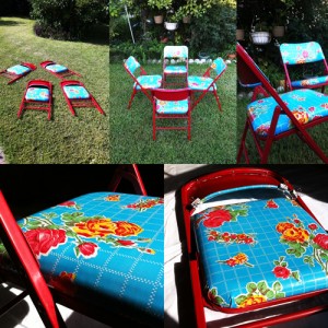 Revamped Mexi-Style Foldable Chairs, Using Mexican Oil Cloth