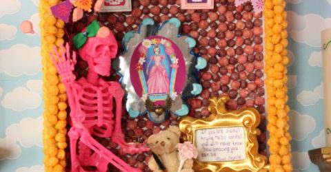 Día de los Muertos Retablo made with Cereal