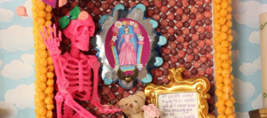 Día de los Muertos Retablo made with Cereal